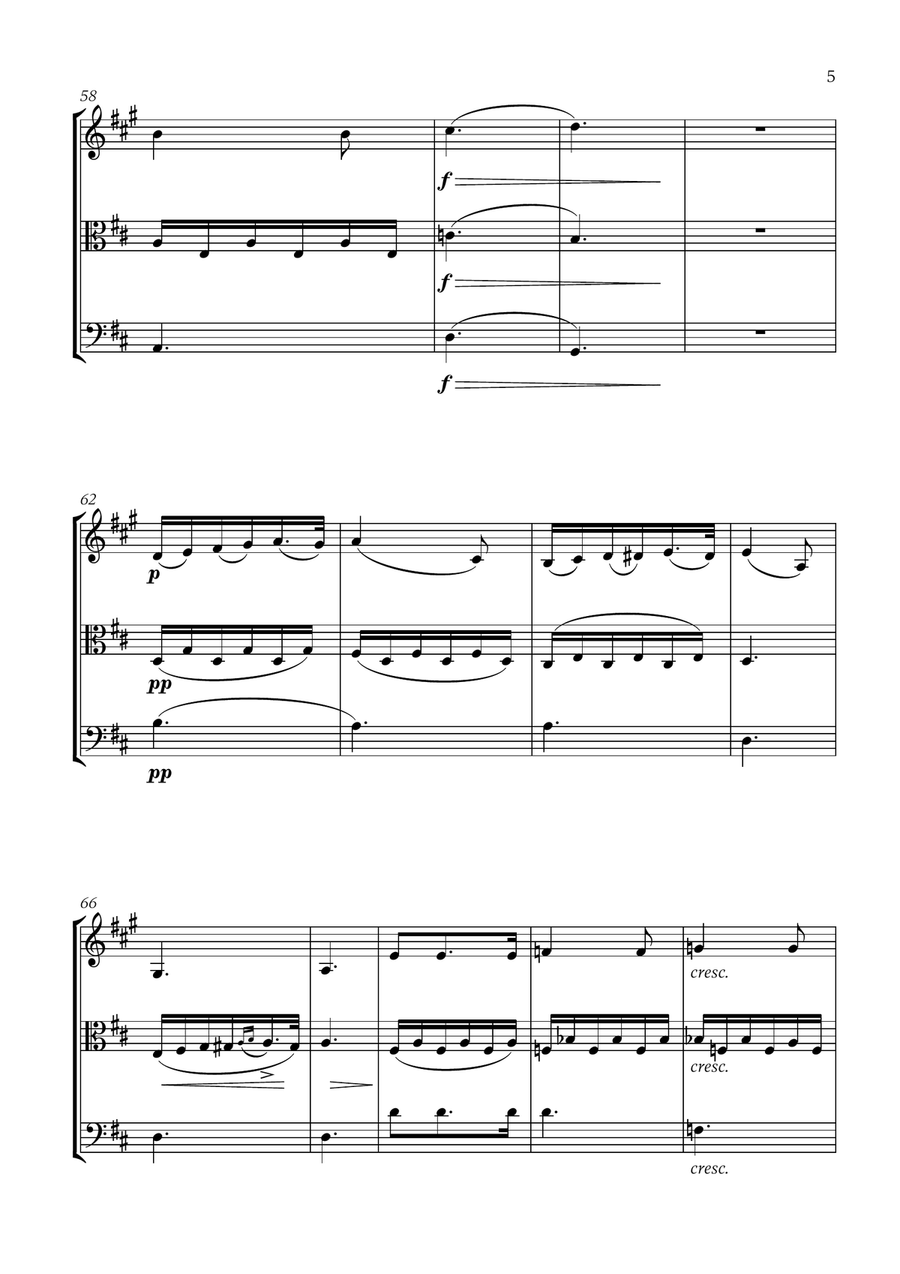 Franz Schubert - Du bist die Ruh (D major) (for French Horn, Viola and Cello) Small Ensemble scores gallery preview page 5