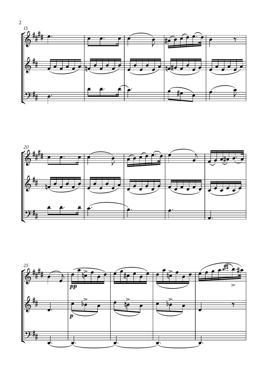 Franz Schubert - Du bist die Ruh (D major) (for Soprano Saxophone, Flute and Bassoon) Small Ensemble scores gallery preview page 2