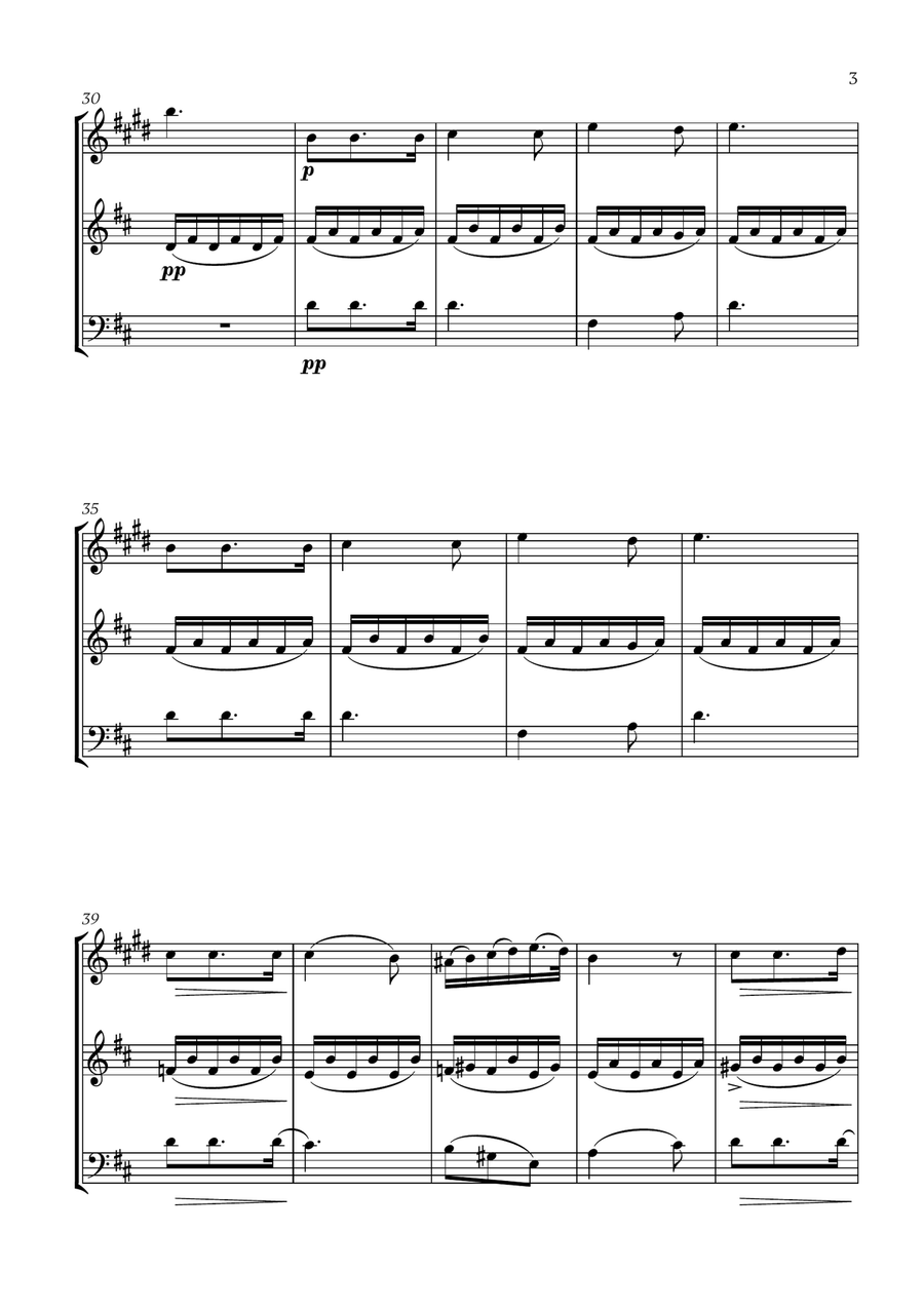Franz Schubert - Du bist die Ruh (D major) (for Soprano Saxophone, Flute and Bassoon) Small Ensemble scores gallery preview page 3