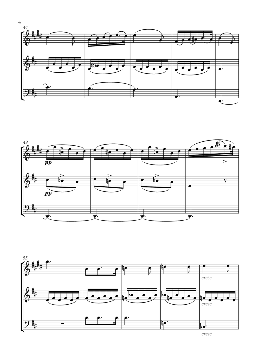 Franz Schubert - Du bist die Ruh (D major) (for Soprano Saxophone, Flute and Bassoon) Small Ensemble scores gallery preview page 4