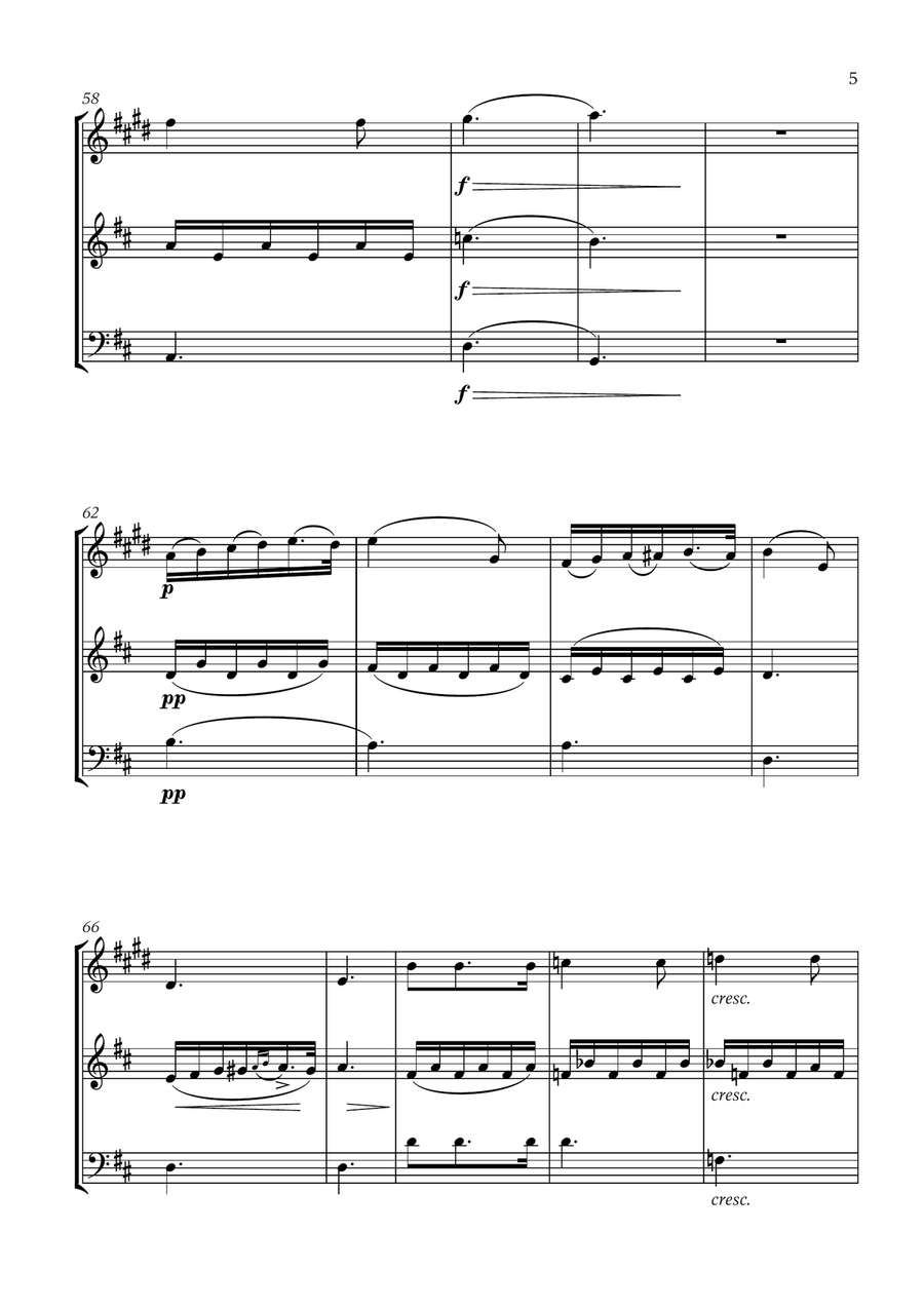 Franz Schubert - Du bist die Ruh (D major) (for Soprano Saxophone, Flute and Bassoon) Small Ensemble scores gallery preview page 5