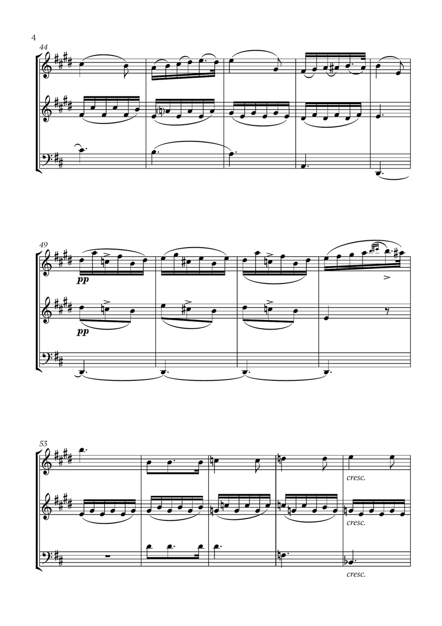Franz Schubert - Du bist die Ruh (D major) (for Soprano Saxophone, Clarinet and Bassoon) Small Ensemble scores gallery preview page 4