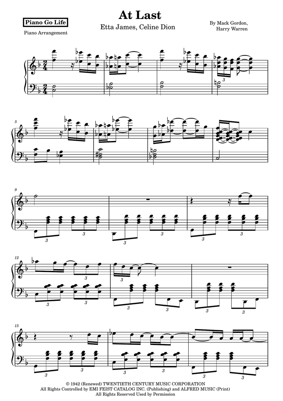 At Last At Last Piano Solo scores gallery preview page 1