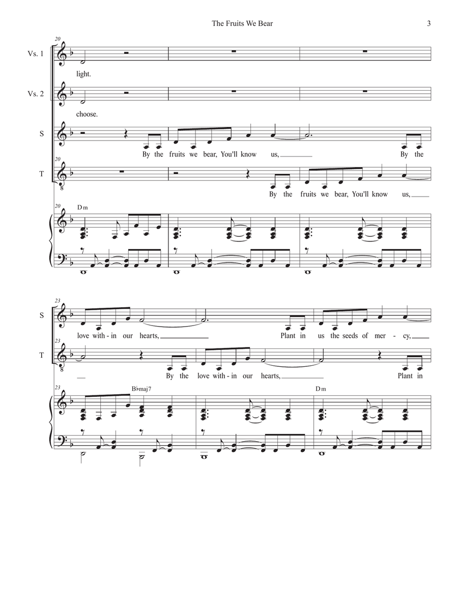 The Fruits We Bear (2-part choir - (Soprano and Tenor) 2-Part scores gallery preview page 3
