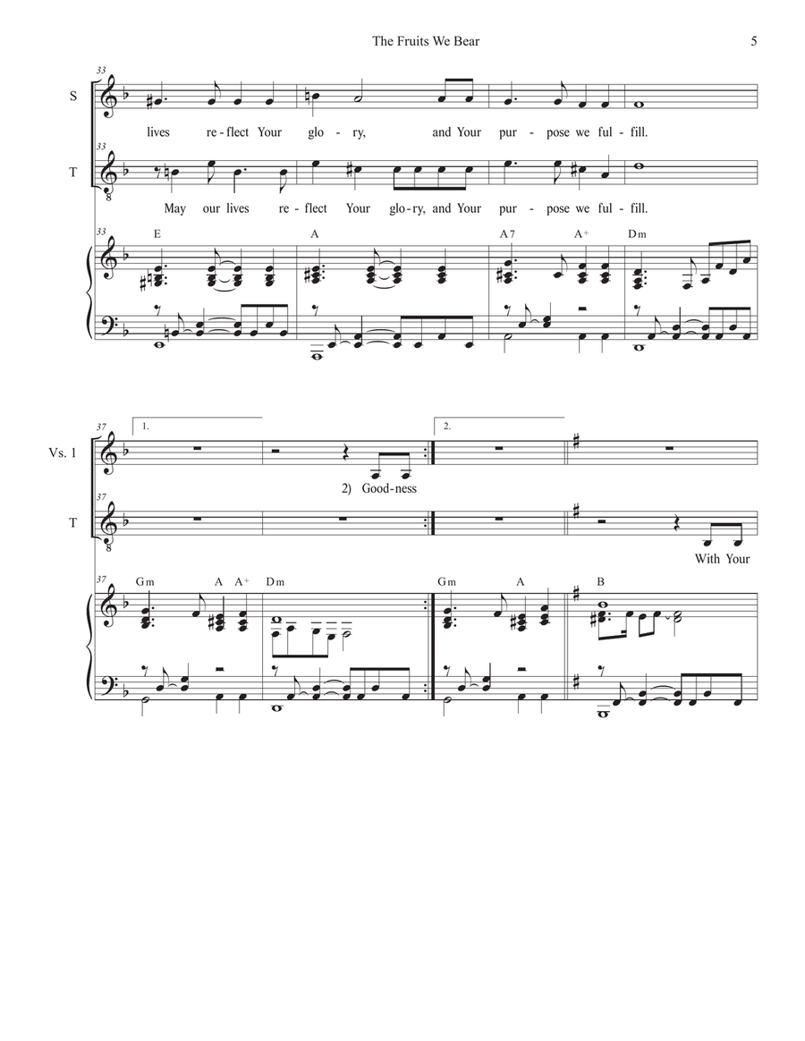 The Fruits We Bear (2-part choir - (Soprano and Tenor) 2-Part scores gallery preview page 5