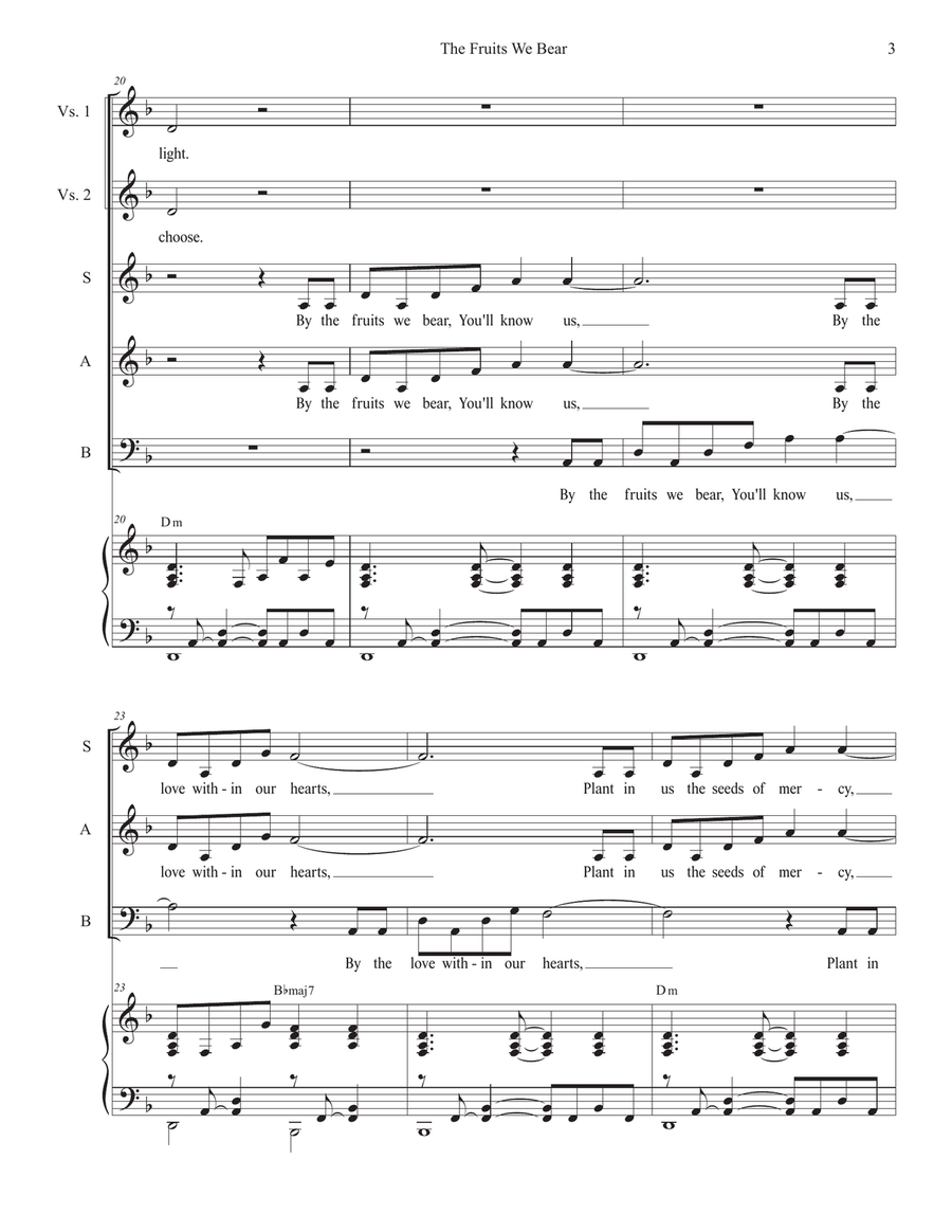The Fruits We Bear (SAB) 3-Part scores gallery preview page 3
