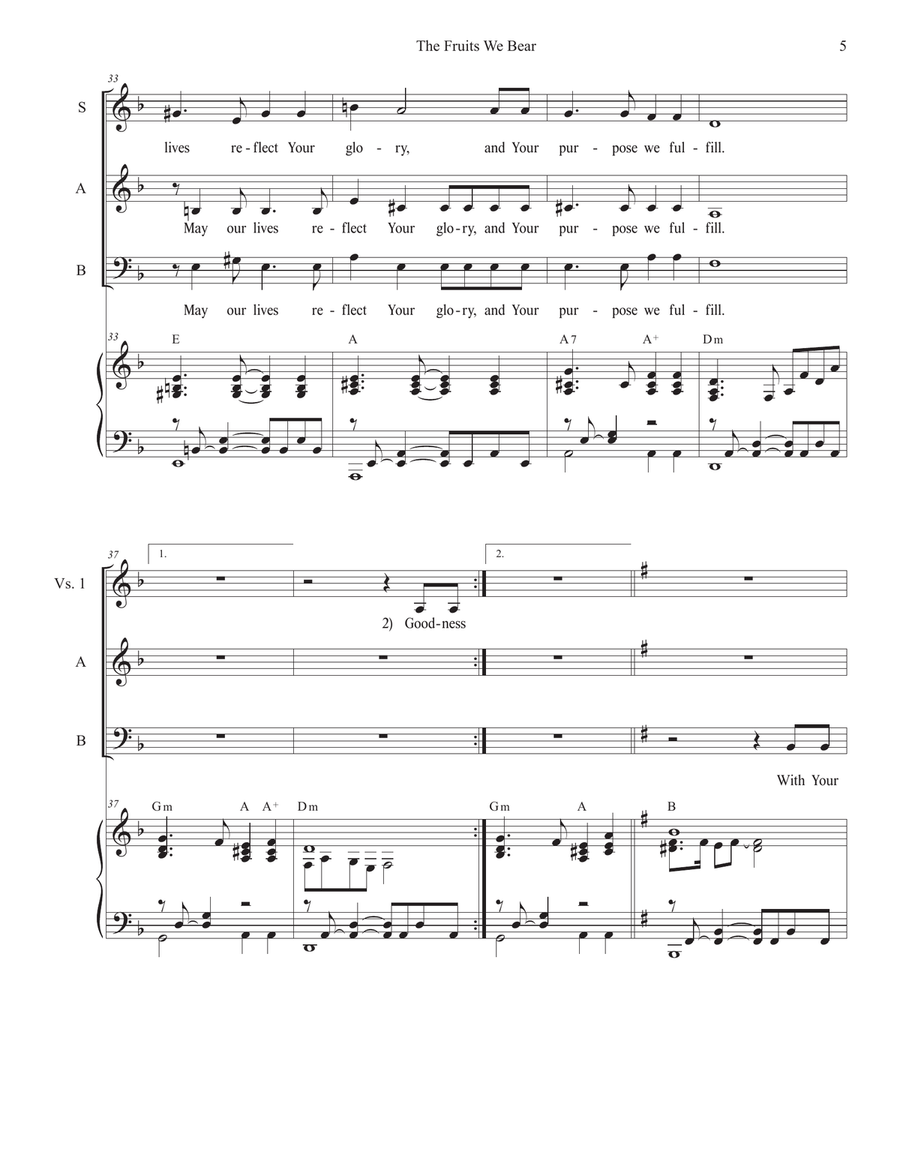 The Fruits We Bear (SAB) 3-Part scores gallery preview page 5