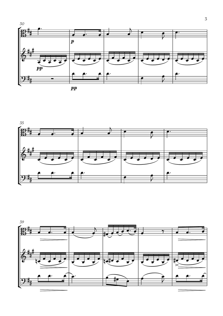 Schubert - Du bist die Ruh (D major) (for Viola, French Horn and Bassoon) Small Ensemble scores gallery preview page 3