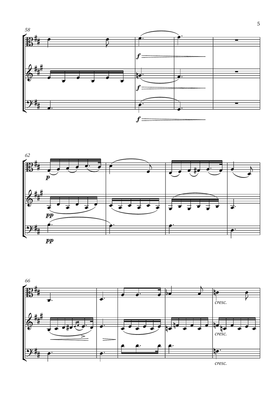Schubert - Du bist die Ruh (D major) (for Viola, French Horn and Bassoon) Small Ensemble scores gallery preview page 5
