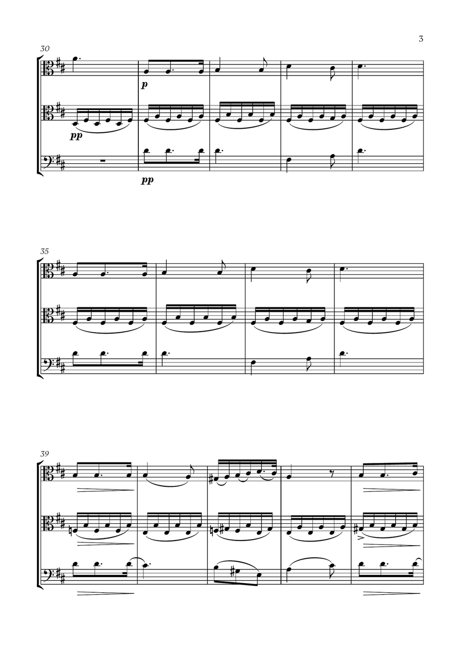 Schubert - Du bist die Ruh (D major) (for 2 Violas and Cello) Small Ensemble scores gallery preview page 3