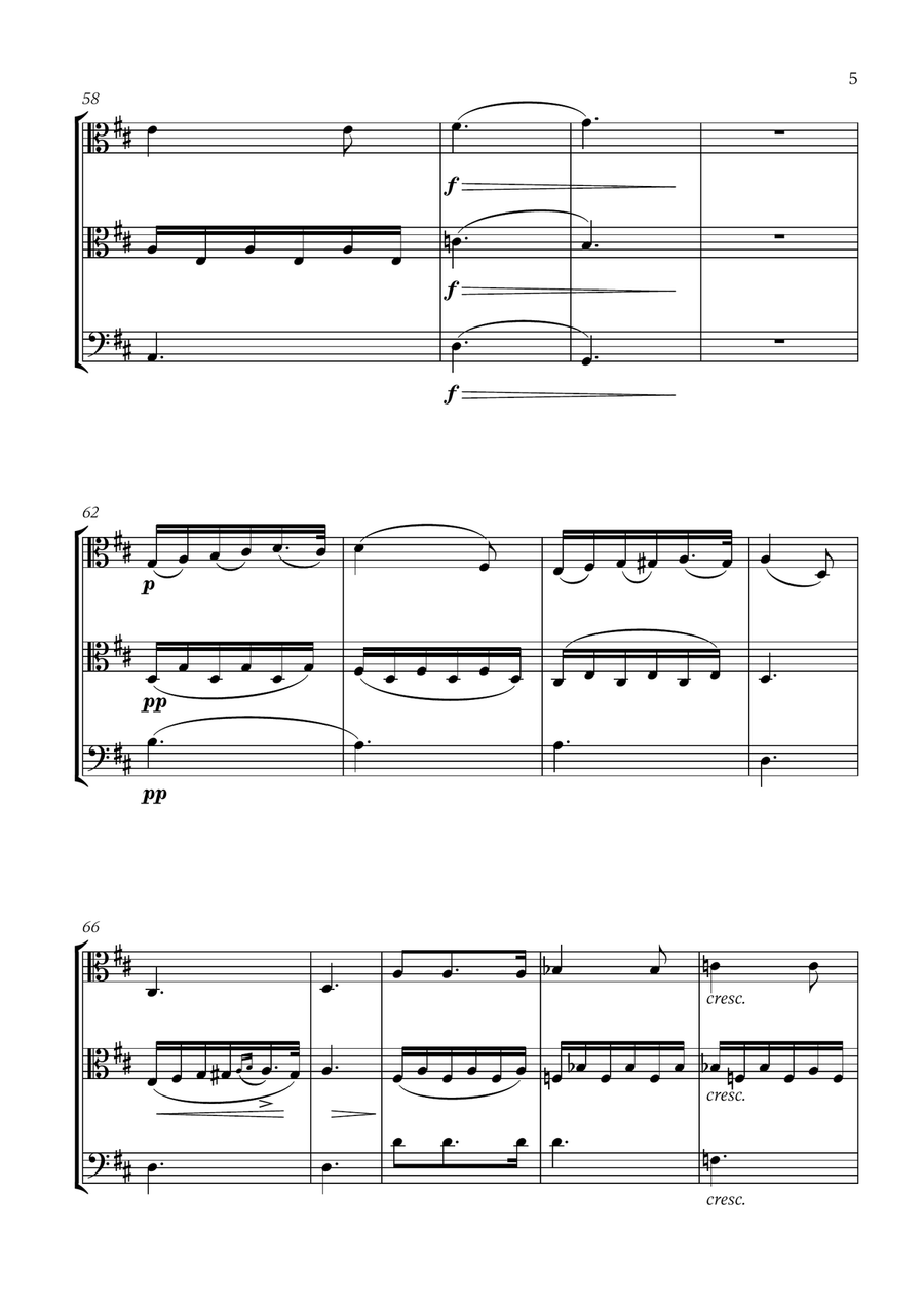 Schubert - Du bist die Ruh (D major) (for 2 Violas and Cello) Small Ensemble scores gallery preview page 5