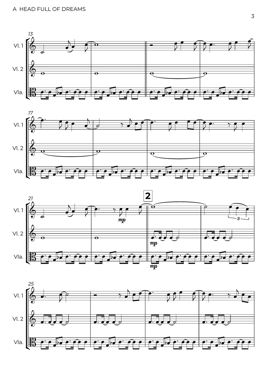 A Head Full Of Dreams A Head Full Of Dreams String Trio scores gallery preview page 3