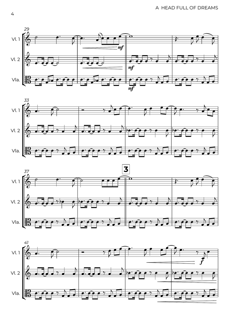 A Head Full Of Dreams A Head Full Of Dreams String Trio scores gallery preview page 4