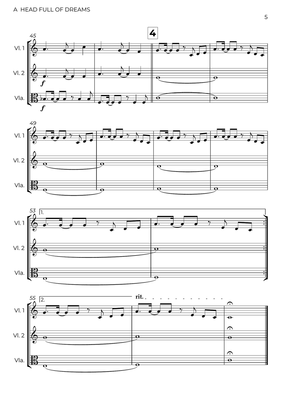 A Head Full Of Dreams A Head Full Of Dreams String Trio scores gallery preview page 5