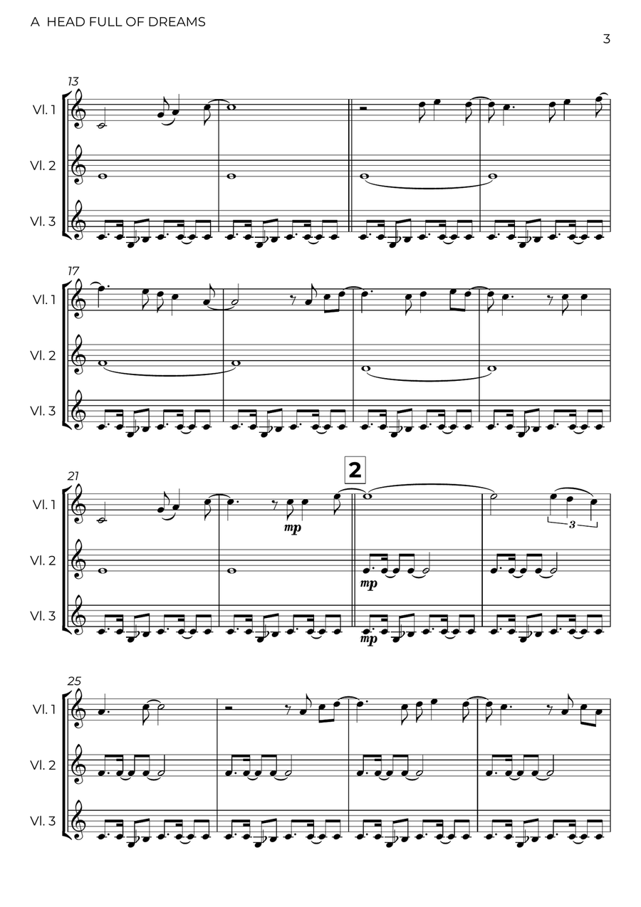 A Head Full Of Dreams A Head Full Of Dreams String Trio scores gallery preview page 3