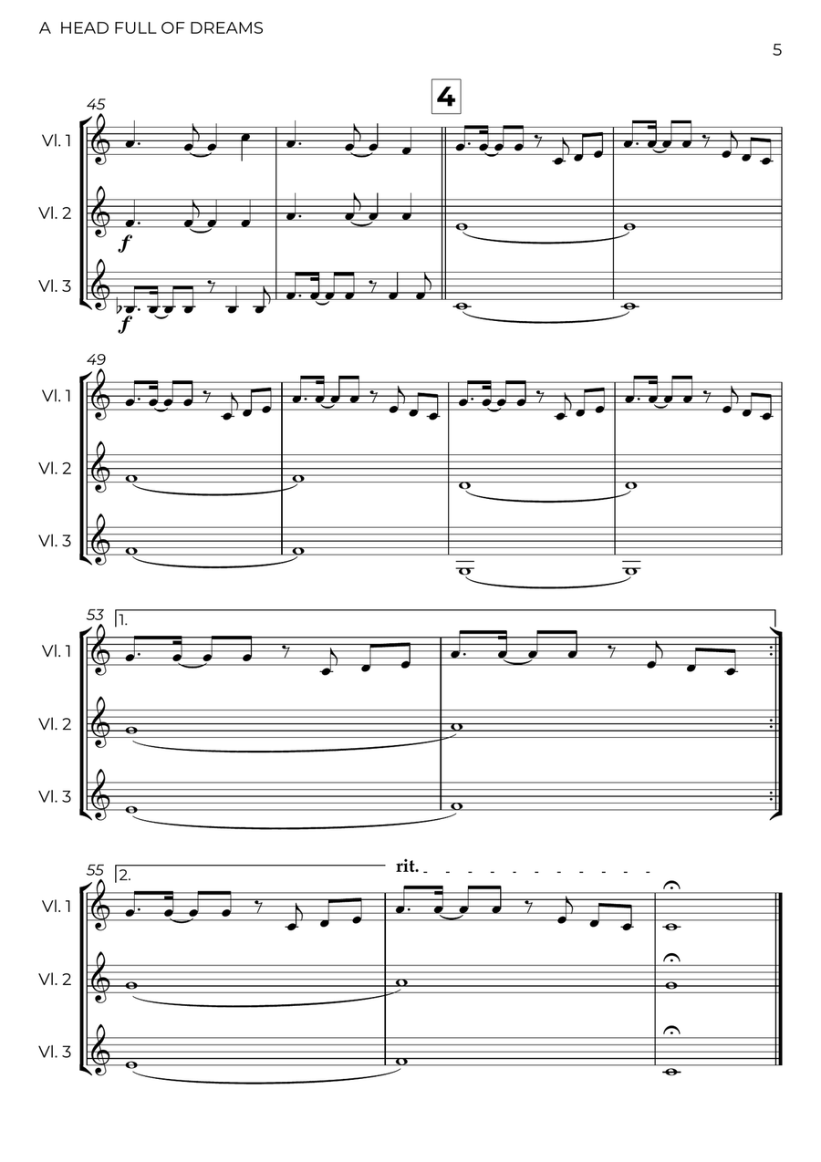 A Head Full Of Dreams A Head Full Of Dreams String Trio scores gallery preview page 5