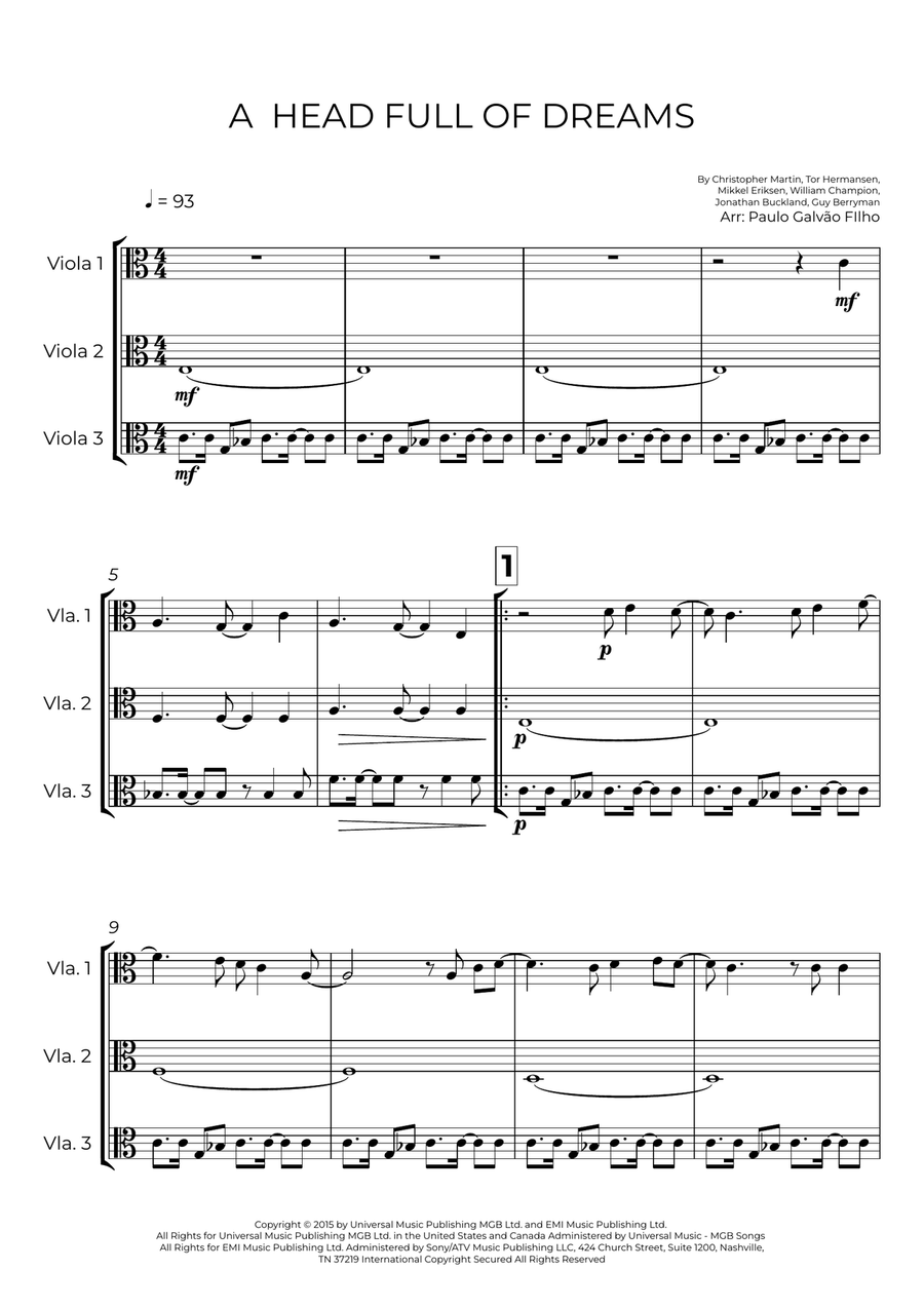A Head Full Of Dreams A Head Full Of Dreams String Trio scores gallery preview page 2