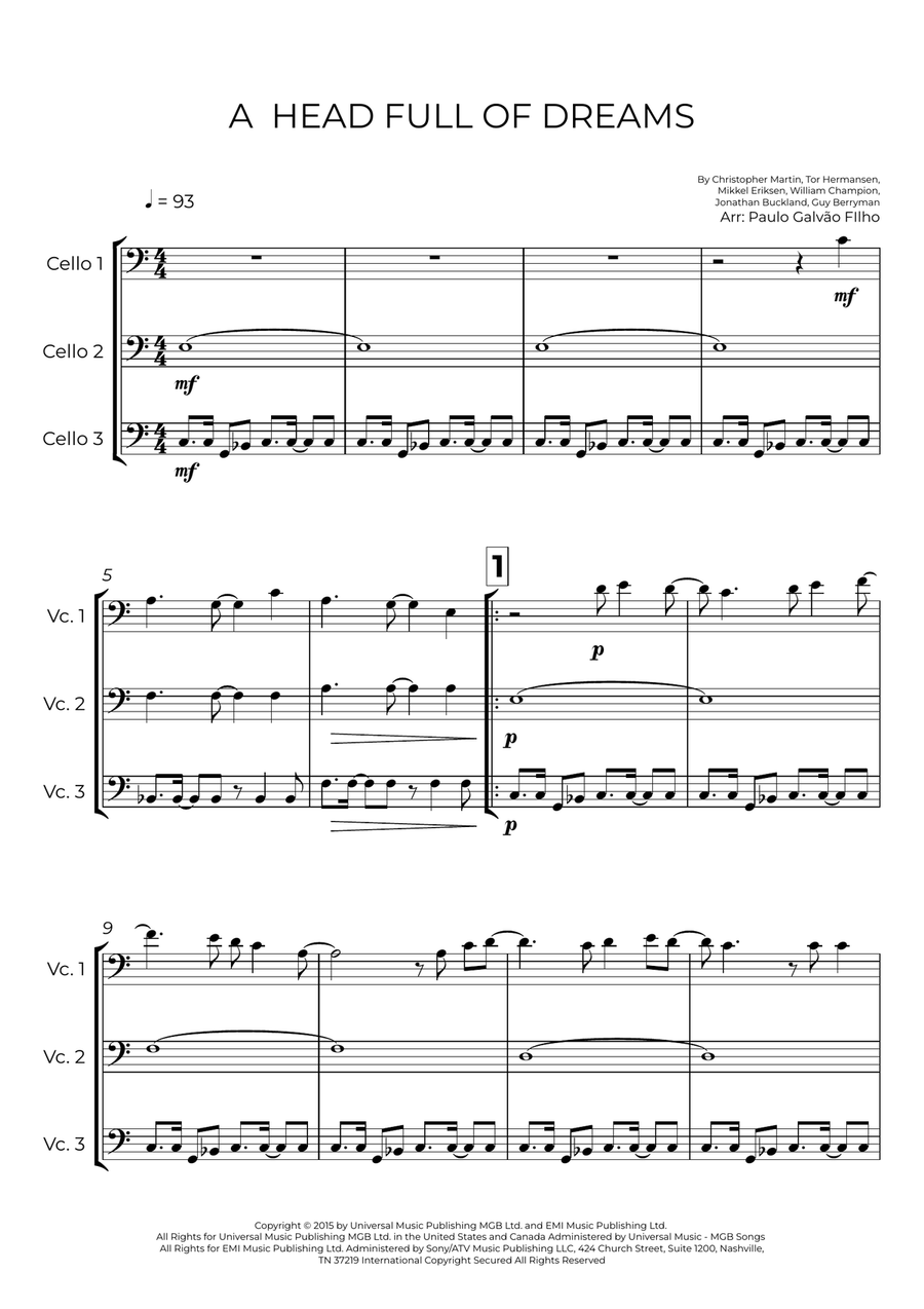 A Head Full Of Dreams A Head Full Of Dreams String Trio scores gallery preview page 2