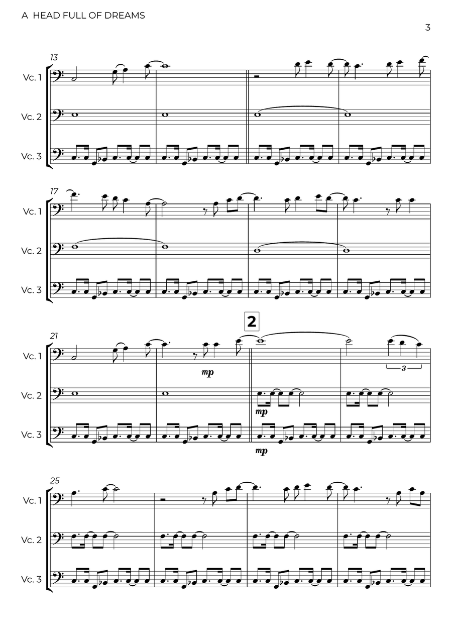 A Head Full Of Dreams A Head Full Of Dreams String Trio scores gallery preview page 3