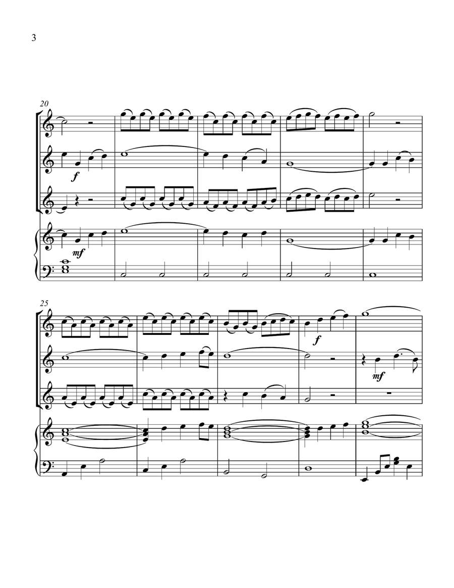 The Water Is Wide, for Three Violins and Piano Small Ensemble scores gallery preview page 4