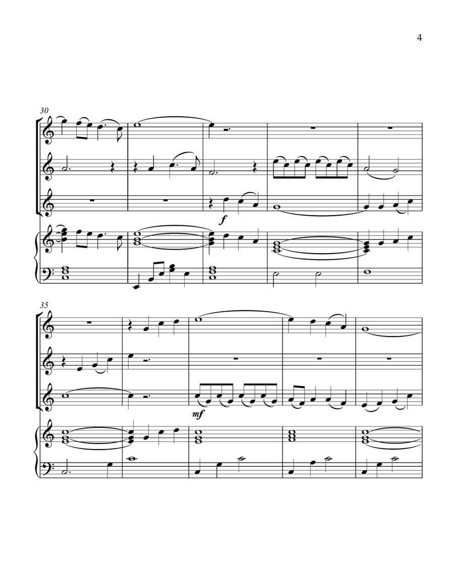 The Water Is Wide, for Three Violins and Piano Small Ensemble scores gallery preview page 5