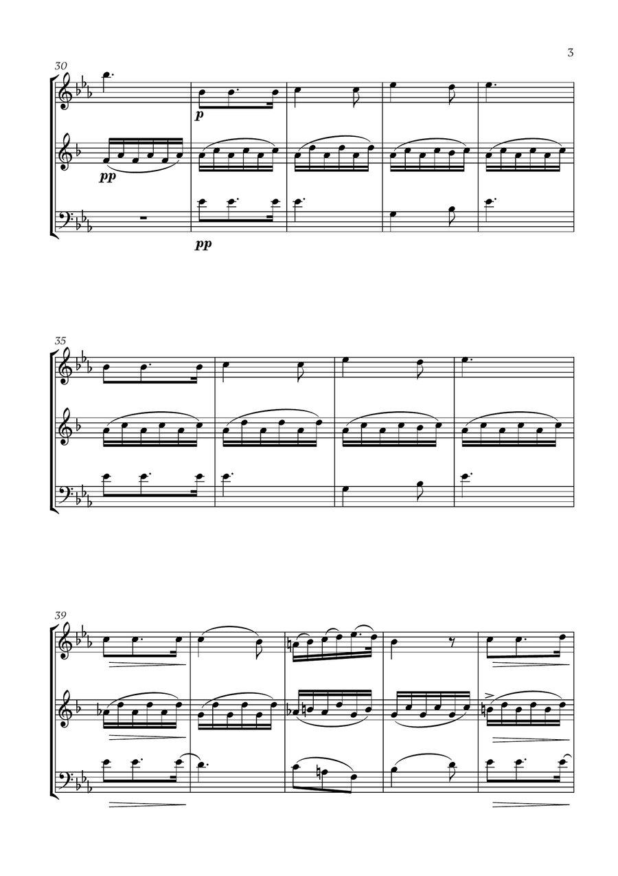 Schubert - Du bist die Ruh (for Flute, Soprano Saxophone and Trombone) Small Ensemble scores gallery preview page 3