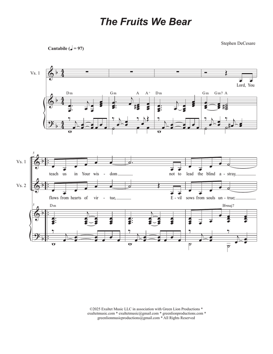 The Fruits We Bear (2-part choir - (TB) TB scores gallery preview page 1