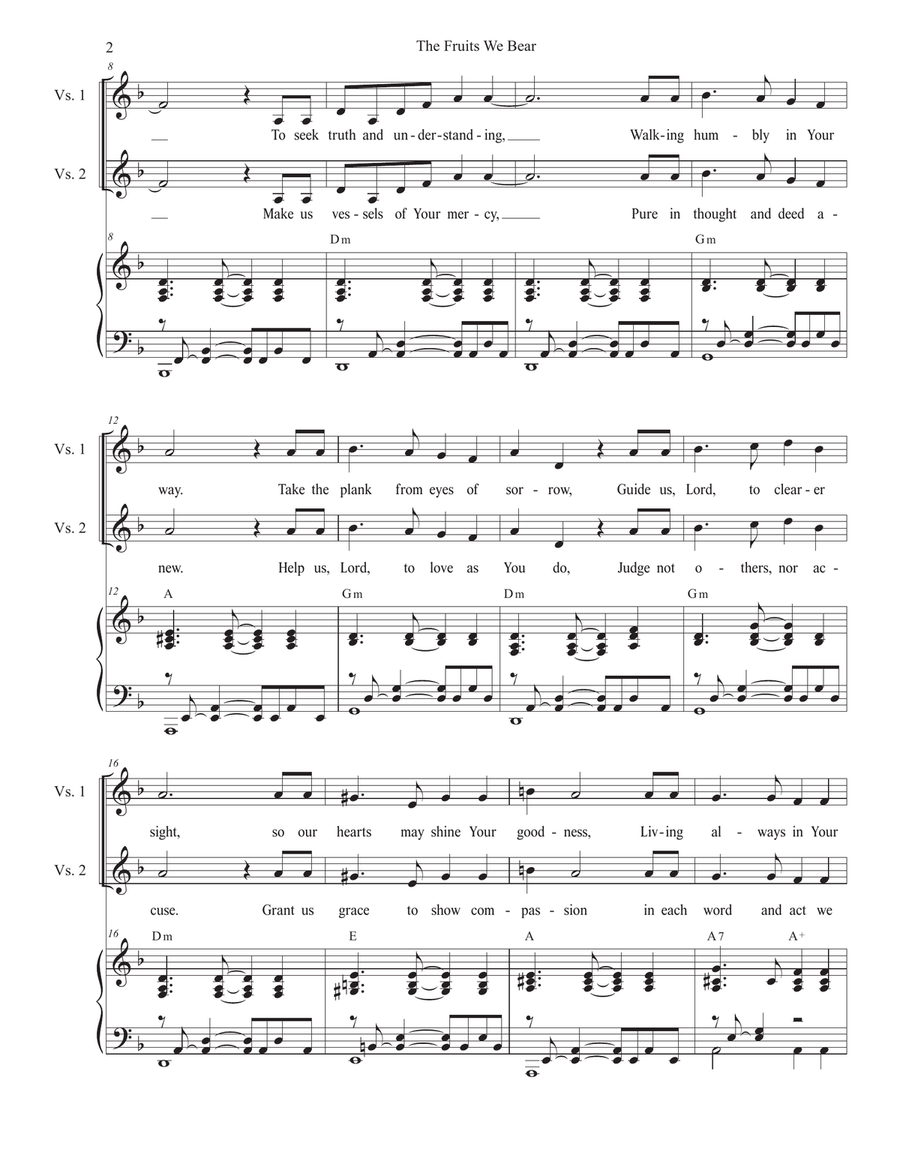 The Fruits We Bear (2-part choir - (TB) TB scores gallery preview page 2