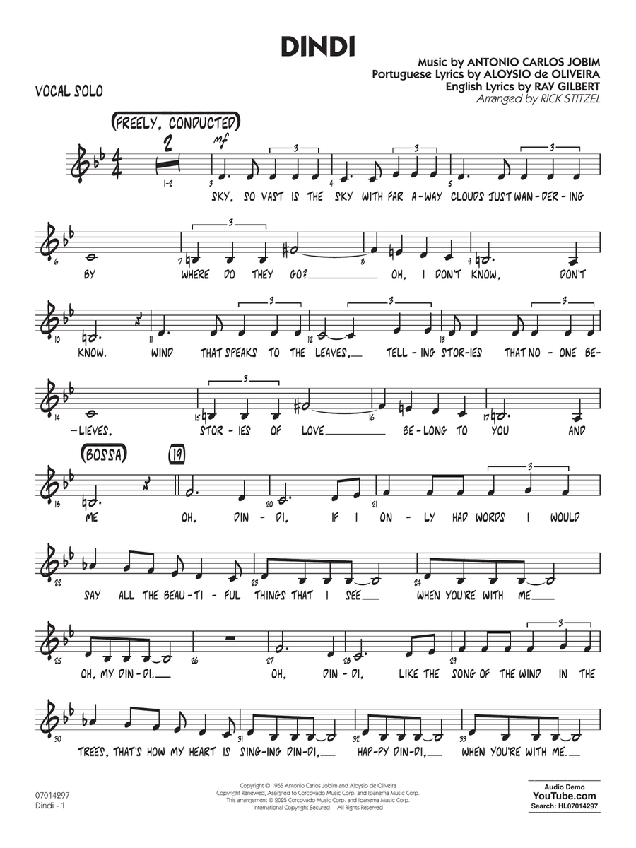 Dindi (arr. Rick Stitzel) - Vocal Solo Jazz Ensemble scores gallery preview page 1