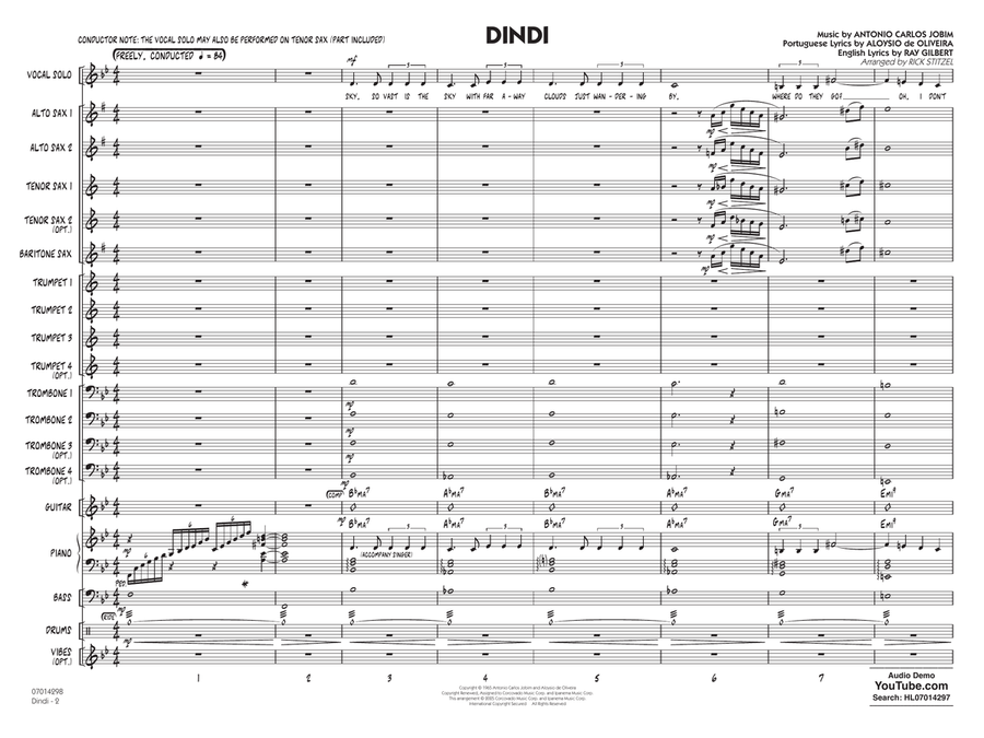 Dindi (arr. Rick Stitzel) - Conductor Score (Full Score) Jazz Ensemble scores gallery preview page 2