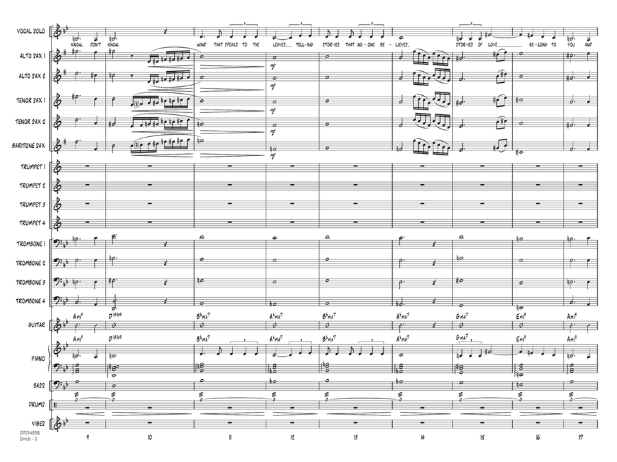 Dindi (arr. Rick Stitzel) - Conductor Score (Full Score) Jazz Ensemble scores gallery preview page 3