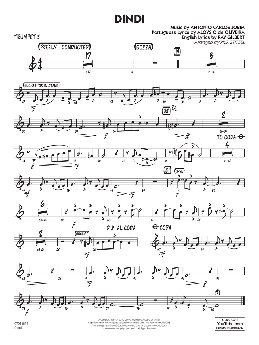 Dindi (arr. Rick Stitzel) - Trumpet 3 Jazz Ensemble scores gallery preview page 1