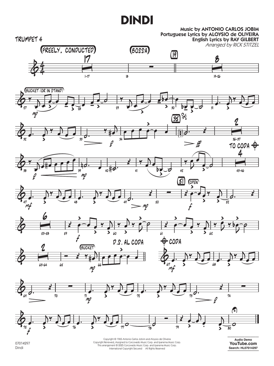 Dindi (arr. Rick Stitzel) - Trumpet 4 Jazz Ensemble scores gallery preview page 1