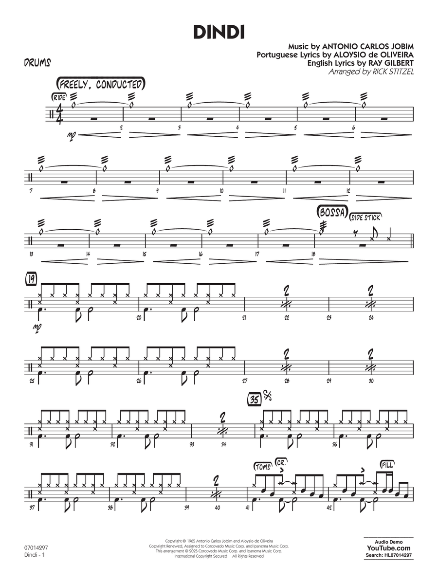 Dindi (arr. Rick Stitzel) - Drums Jazz Ensemble scores gallery preview page 1