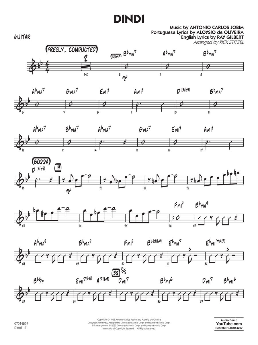 Dindi (arr. Rick Stitzel) - Guitar Jazz Ensemble scores gallery preview page 1