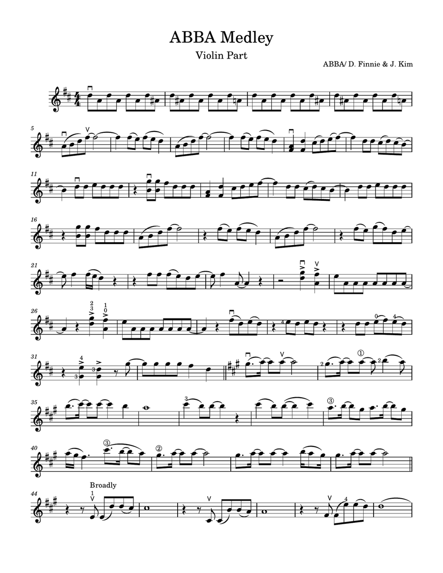 Abba-Medley Abba-Medley Violin Solo scores gallery preview page 1