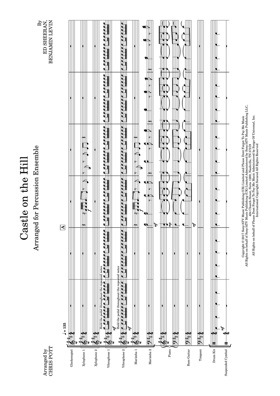 Castle On The Hill Percussion Ensemble scores gallery preview page 1