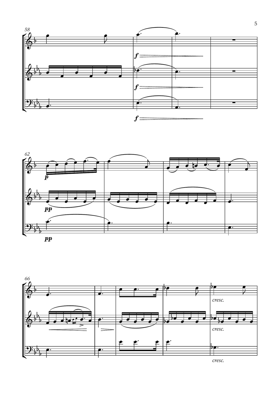 Schubert - Du bist die Ruh (for Soprano Saxophone, Flute and Bassoon) Small Ensemble scores gallery preview page 5