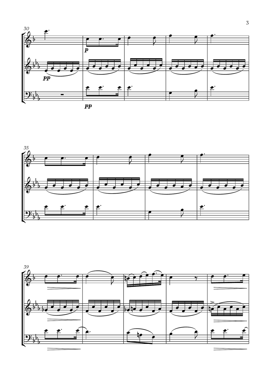 Schubert - Du bist die Ruh (for Soprano Saxophone, Flute and Trombone) Small Ensemble scores gallery preview page 3
