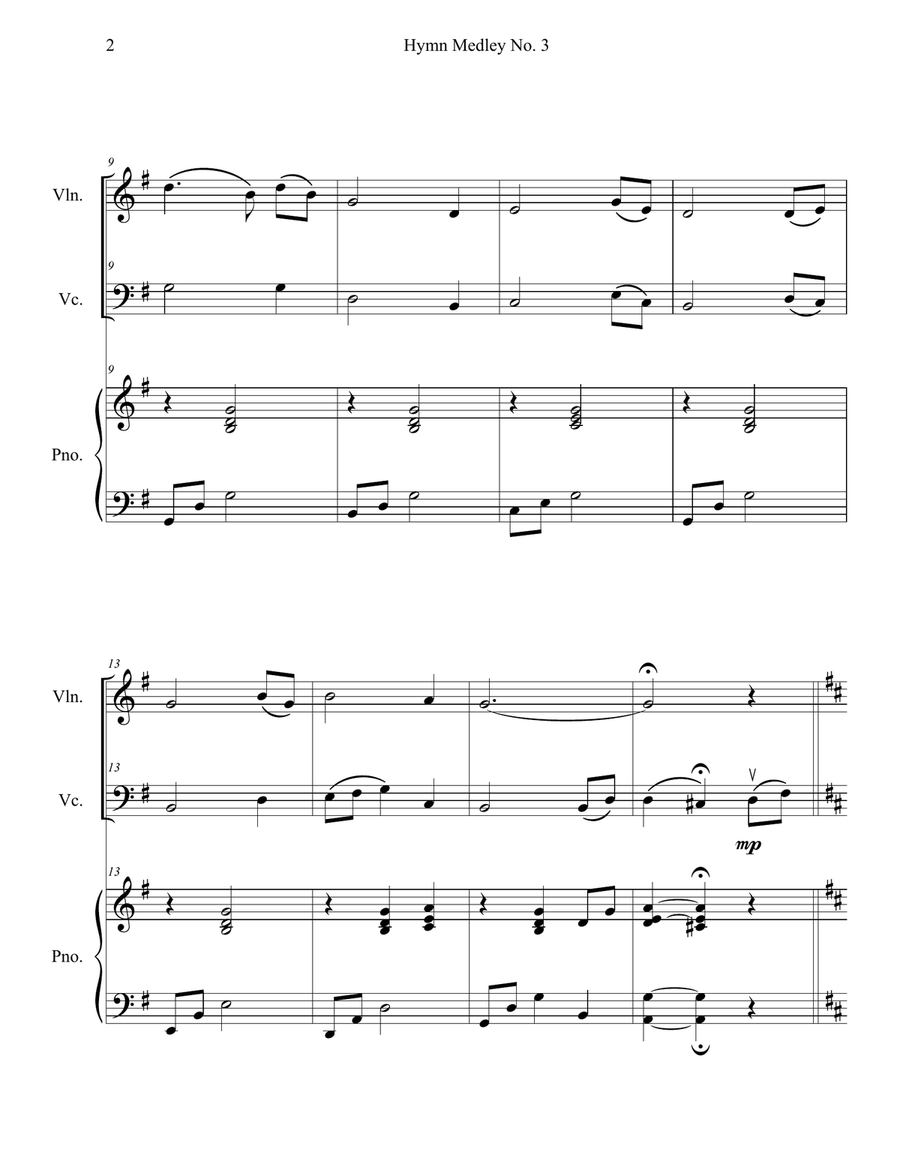 Hymn Medley No. 3 (Violin and Cello Duet with Piano Accompaniment) Piano Trio scores gallery preview page 2