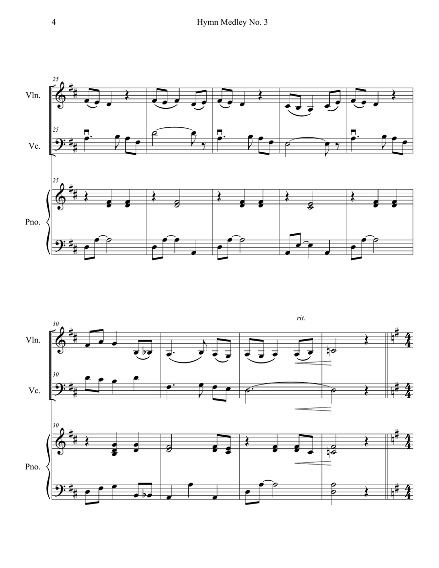 Hymn Medley No. 3 (Violin and Cello Duet with Piano Accompaniment) Piano Trio scores gallery preview page 4