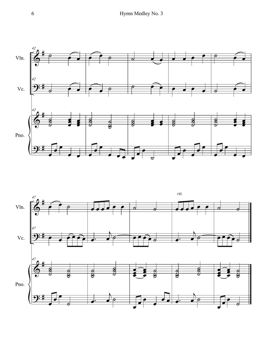 Hymn Medley No. 3 (Violin and Cello Duet with Piano Accompaniment) Piano Trio scores gallery preview page 6