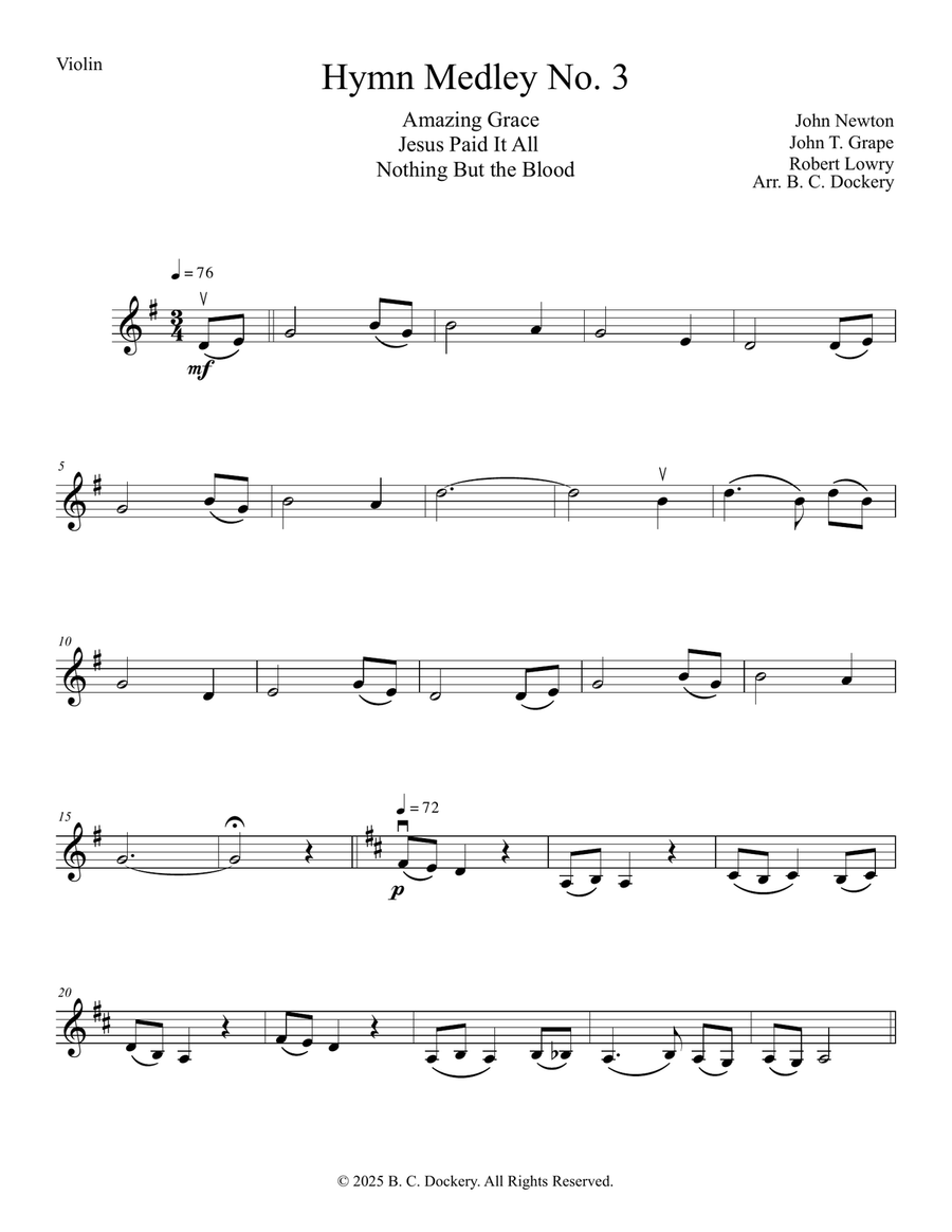 Hymn Medley No. 3 (Violin and Cello Duet) String Duet scores gallery preview page 4