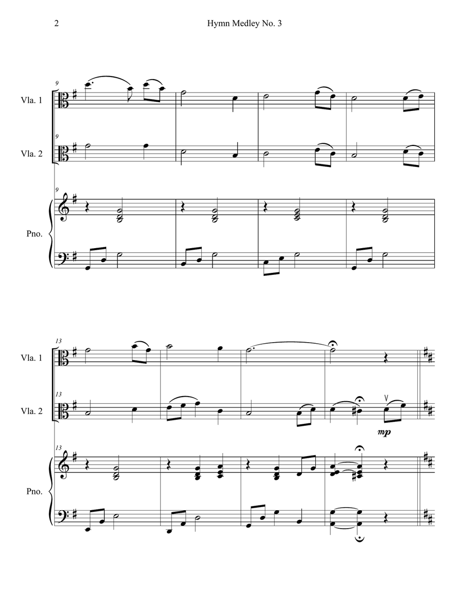 Hymn Medley No. 3 (Viola Duet with Piano Accompaniment) String Duet scores gallery preview page 2