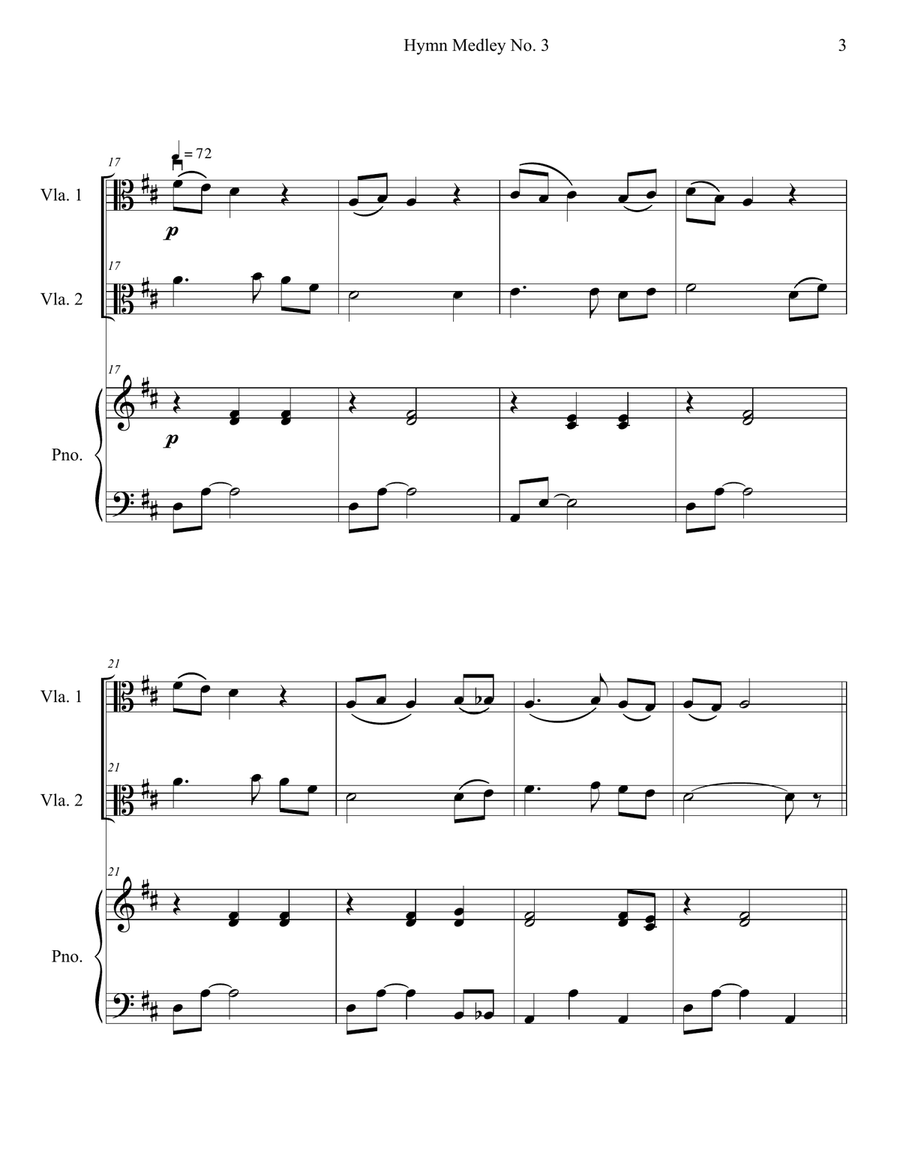 Hymn Medley No. 3 (Viola Duet with Piano Accompaniment) String Duet scores gallery preview page 3