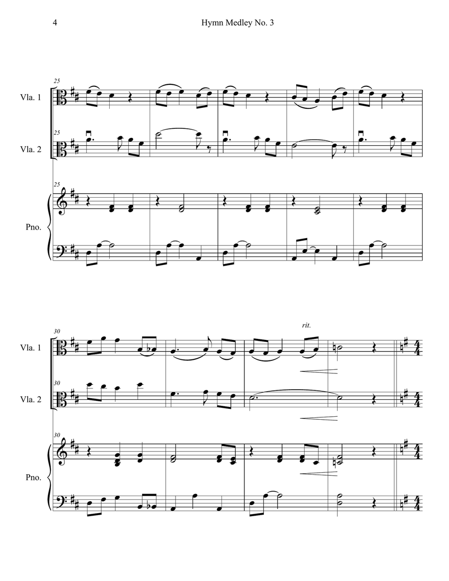 Hymn Medley No. 3 (Viola Duet with Piano Accompaniment) String Duet scores gallery preview page 4