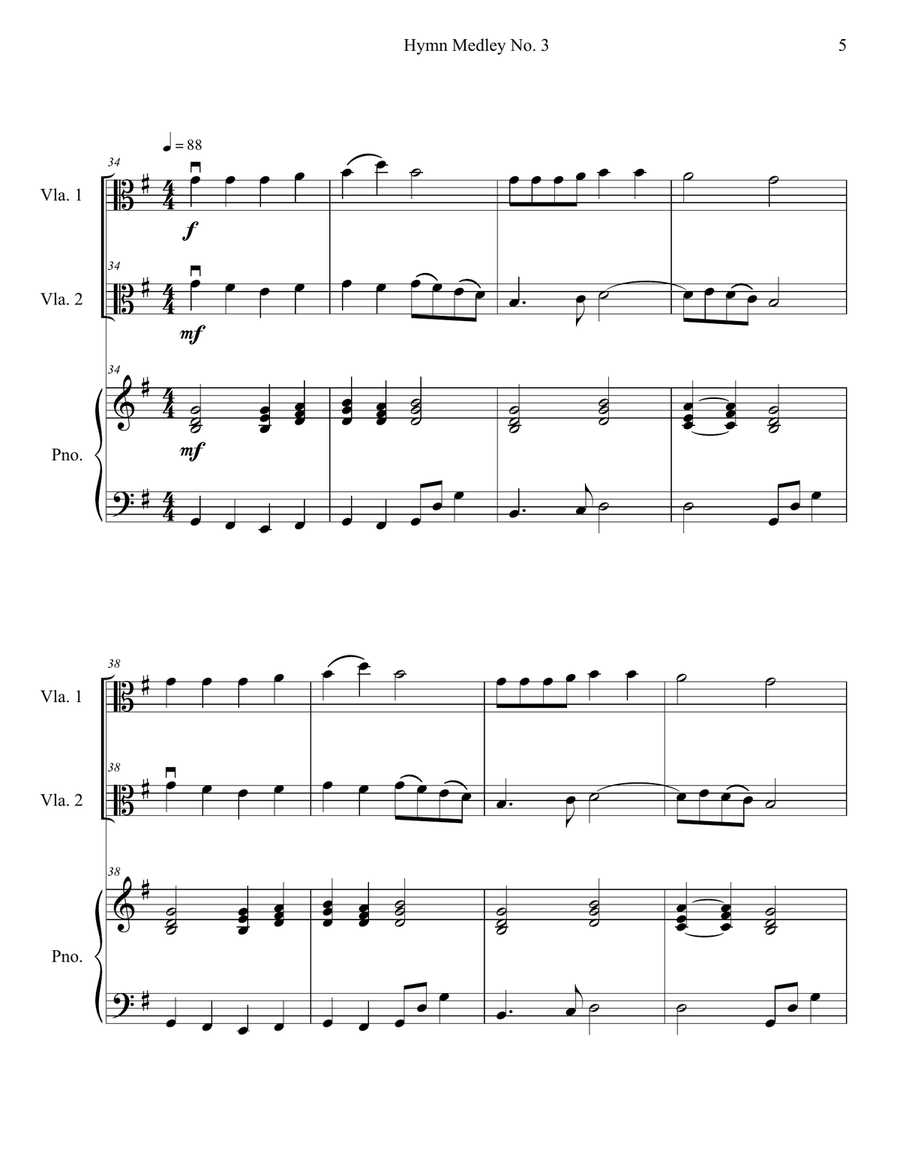 Hymn Medley No. 3 (Viola Duet with Piano Accompaniment) String Duet scores gallery preview page 5