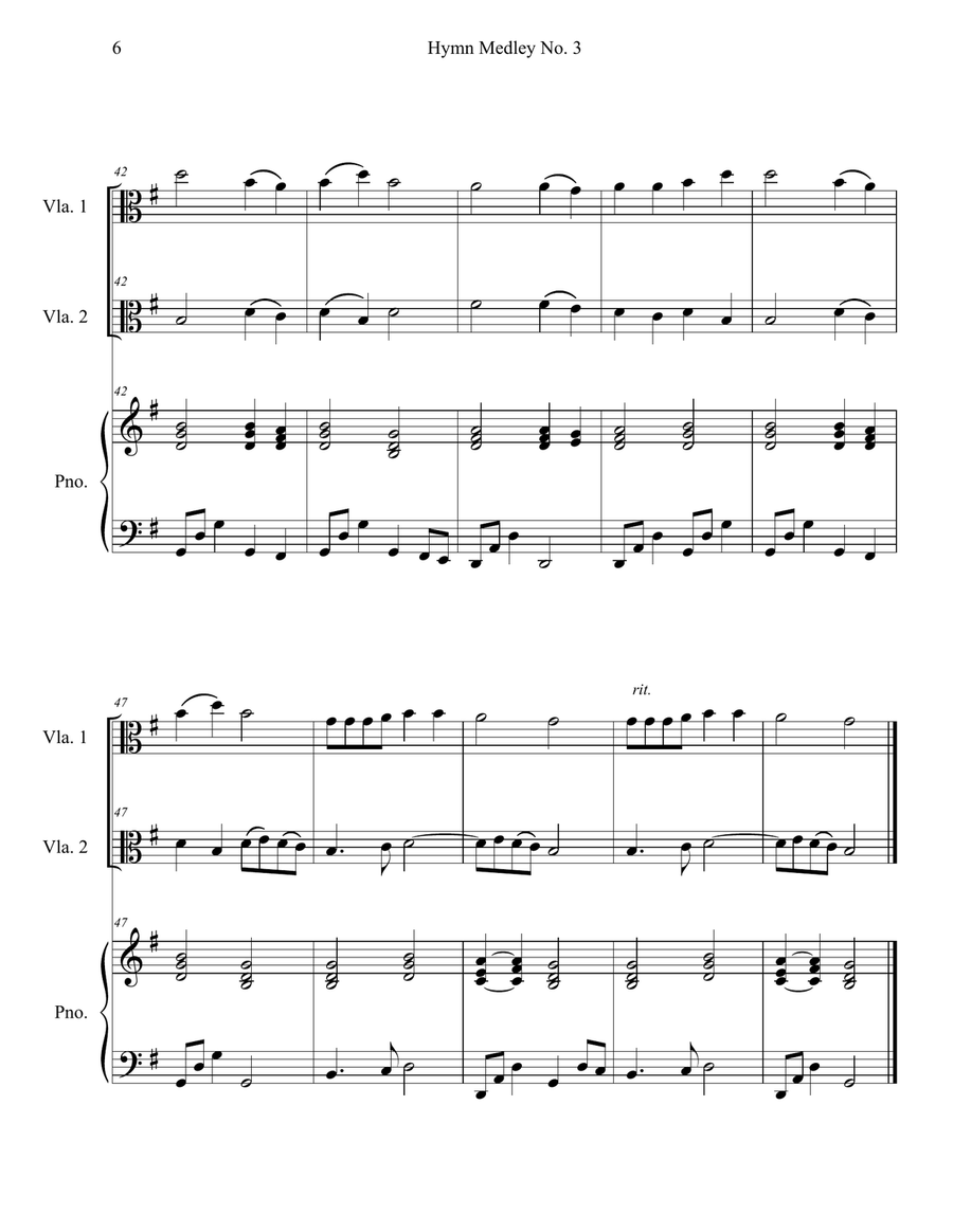 Hymn Medley No. 3 (Viola Duet with Piano Accompaniment) String Duet scores gallery preview page 6