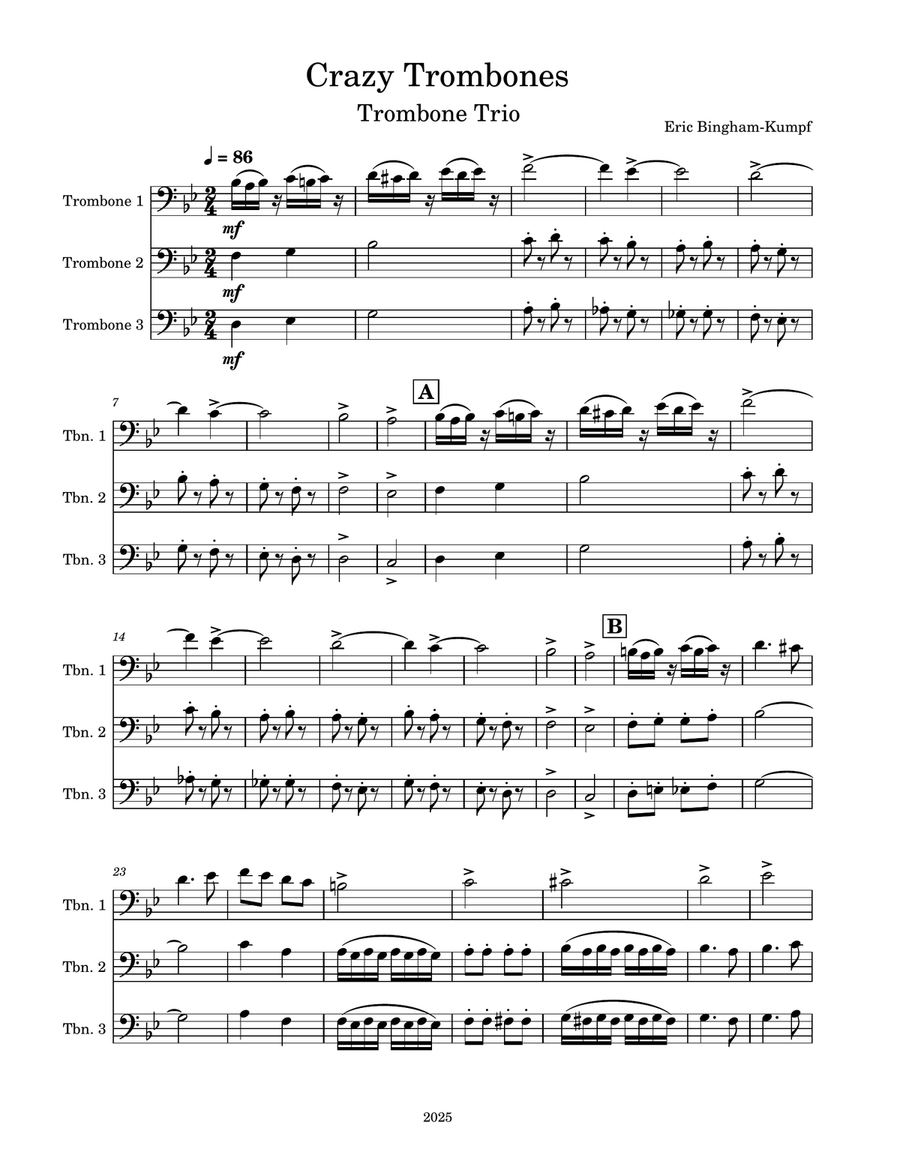 Crazy Trombones Crazy Trombones Trombone Trio scores gallery preview page 1