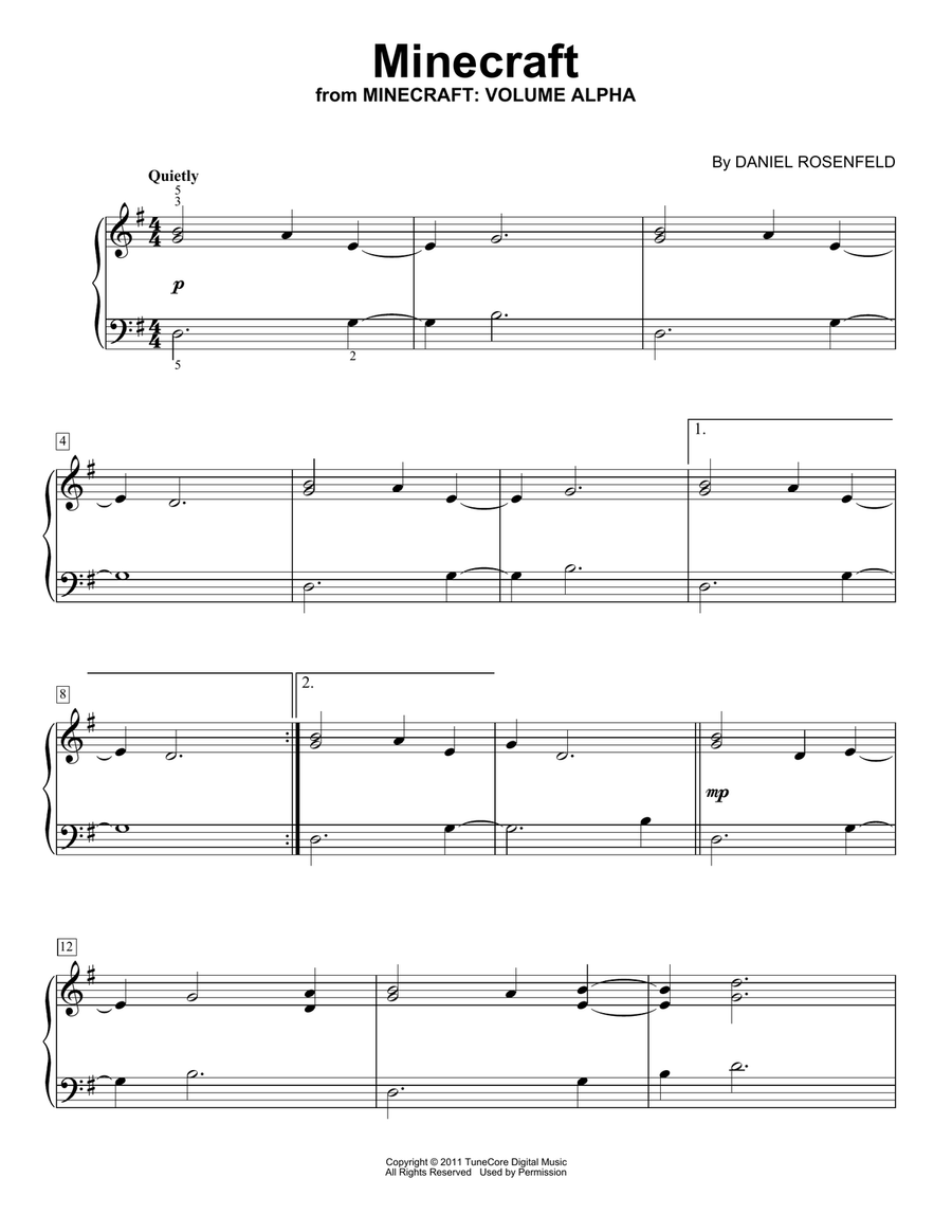 Minecraft Minecraft Easy Piano scores gallery preview page 1
